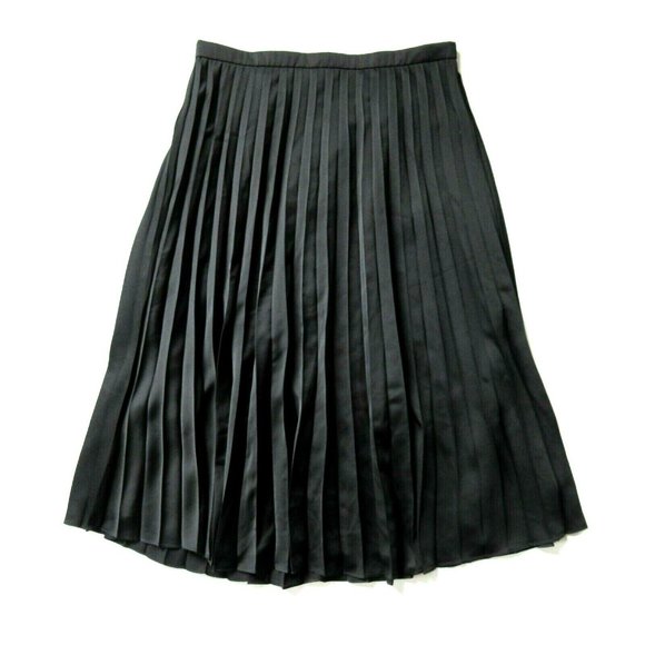 J. Crew Dresses & Skirts - NWT J.Crew Tall Pleated Midi in Black Satin A-line Flare Skirt 16T $98